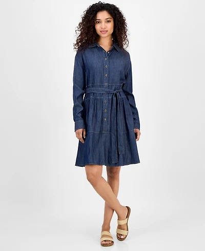 Nautica Jeans Women's Chambray Tie-Waist Shirtdress