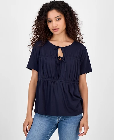 Nautica Jeans Women's Tie-Front Short-Sleeve Top