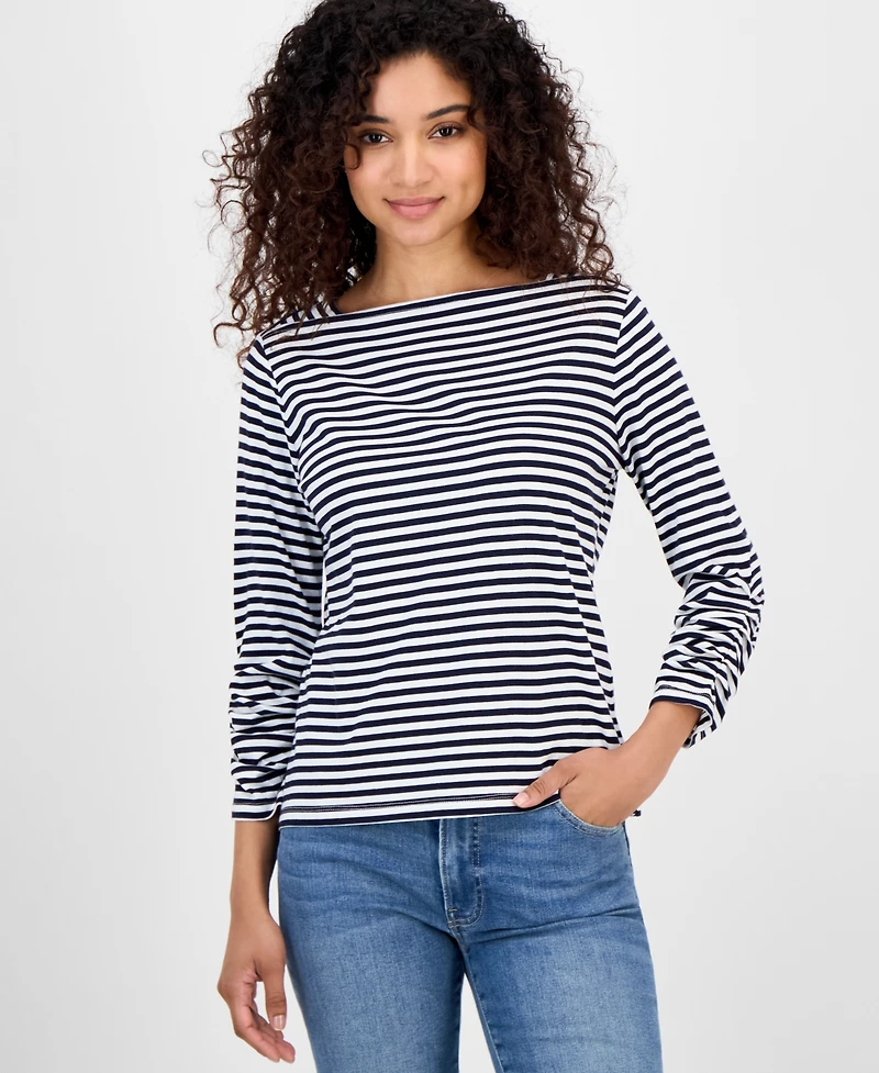 Nautica Jeans Women's Striped Boat-Neck Top