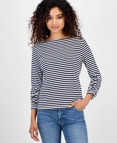 Nautica Jeans Women's Striped Boat-Neck Top