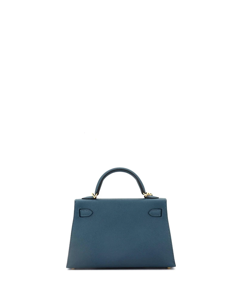Pre-Owned Hermes Kelly Handbag Blue Epsom with Gold Hardware