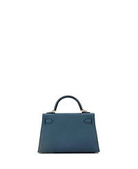 Pre-Owned Hermes Kelly Handbag Blue Epsom with Gold Hardware