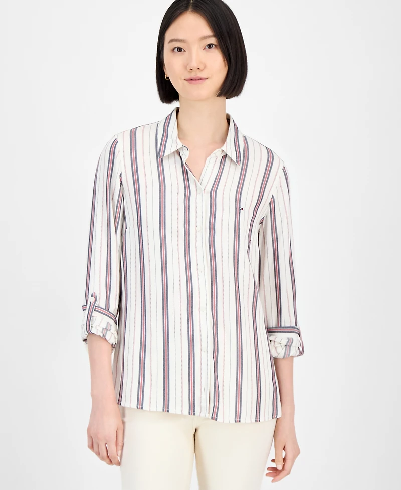 Tommy Hilfiger Women's Striped Roll-Tab Shirt
