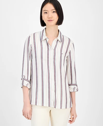 Tommy Hilfiger Women's Striped Roll-Tab Shirt