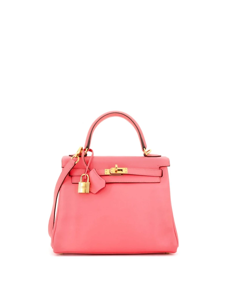 Pre-Owned Hermes Kelly 25 Handbag Pink Swift with Gold Hardware