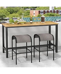 Gymax 2PCS 30'' Bar Height Bistro Stools Outdoor Bar Stools w/ Breathable Fabric Seat