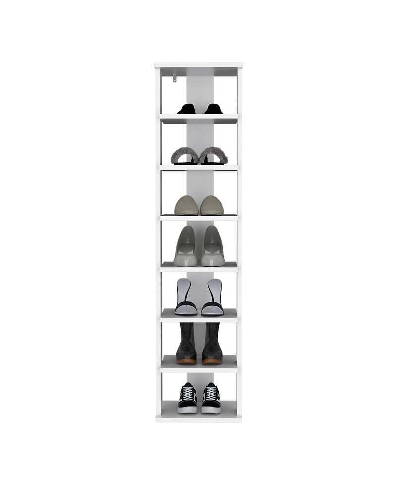 Glacier Shoe Rack, 7 Shelves, White