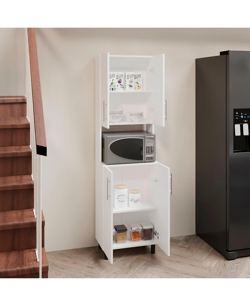 Olivet Kitchen Pantry, 4 Doors, 4 Shelves, White
