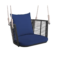 Porch Swing Patio Hanging Rattan Chair with Zippered Cushions and Rope