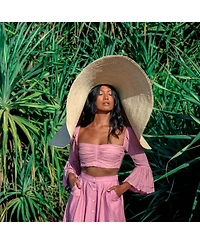 Solana Oversized Straw Hat in Natural Beige