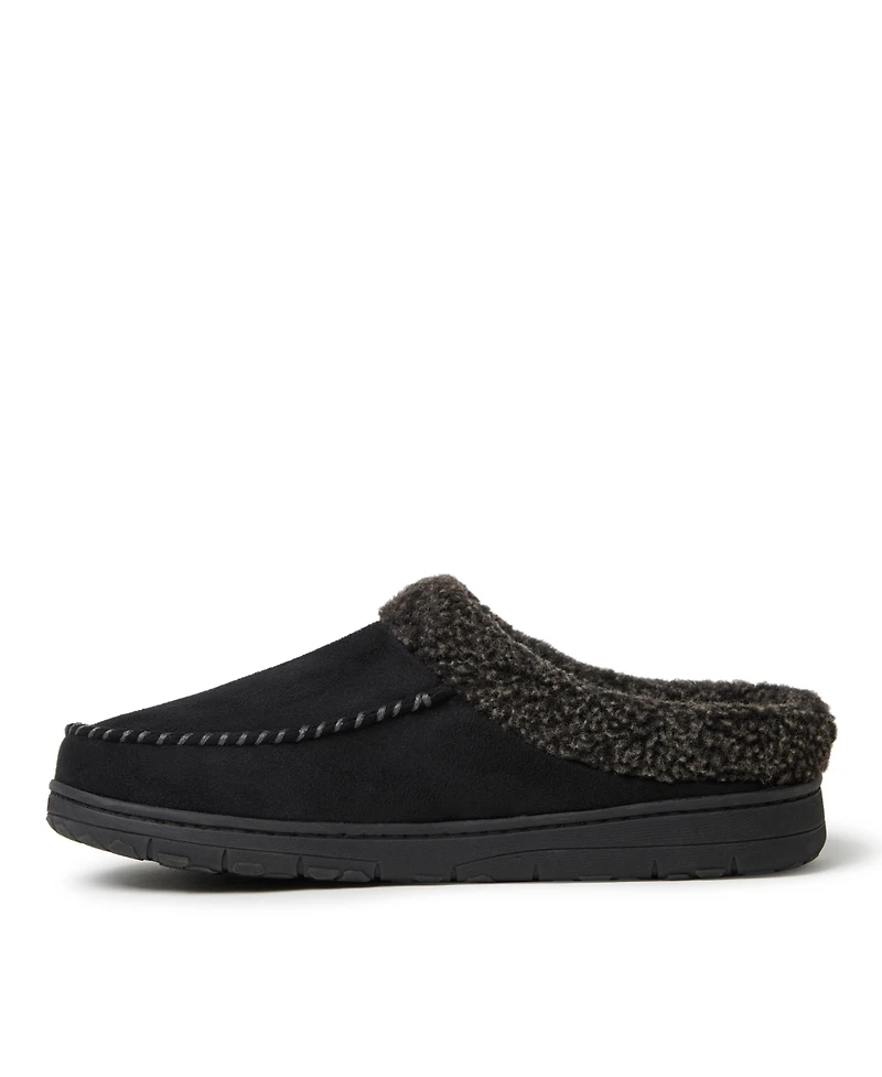 Dearfoams Men's Microsuede Moccasin Toe House Shoe Clog Slipper