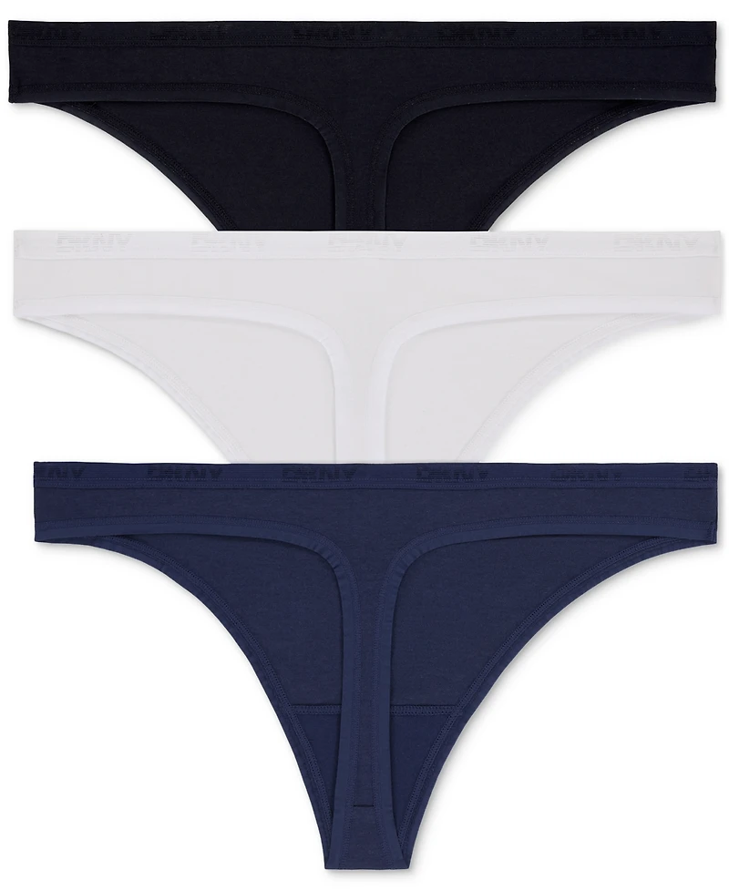 Dkny Women's Cotton Modal Thong 3 Pack- DK8461P3