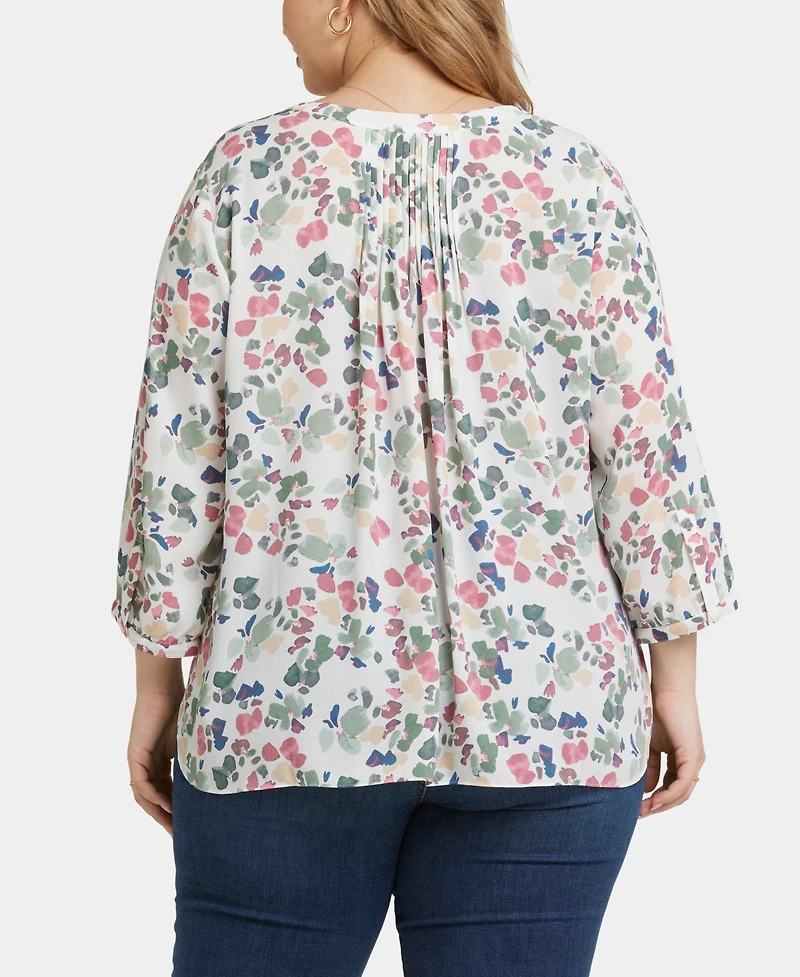 Nydj Plus Pintuck Blouse Sleeve Top