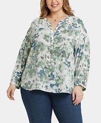 Nydj Plus Paulina Peasant Blouse Long Sleeve Top