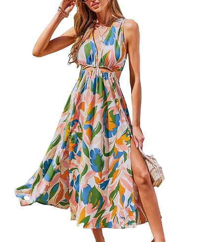 Cupshe Women's Artful Breeze Tropical Maxi Beach Dress