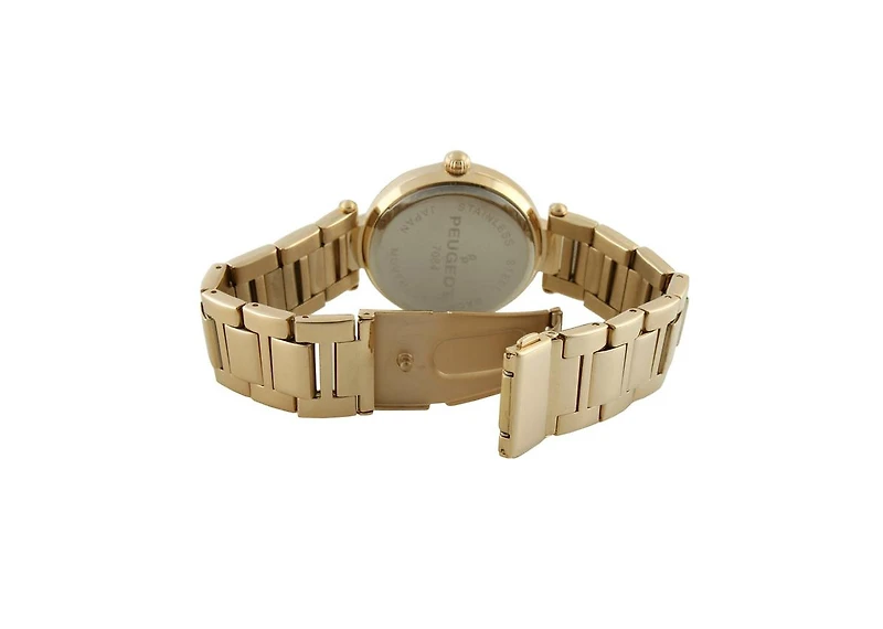 Peugeot Women 38mm Gold Plated Bracelet Watch With Crystal Bezel