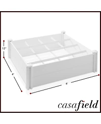 4' x 4' x 12" White Vinyl Raised Garden Bed with Grid, Above Ground Planter Box