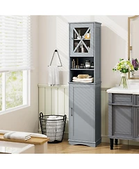 Tall Freestanding Bathroom Storage Cabinet with 5 Adjustable Shelves