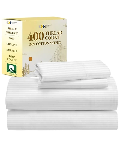 Soft Cotton Sheet Set - 400 Thread Count 100% Cotton Sateen