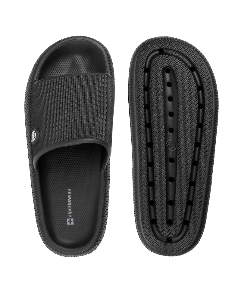 Alpine Swiss Men's Omar Slides Pillow Slippers Ultra Cushioned Cloud Slide Sandal