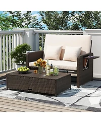 Modular Outdoor Adjustable Daybed Set with Plush Cushions and Storage Ottoman