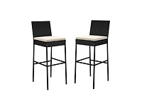 Patio Barstools Set of 2 with Footrest and Backrest for Backyard