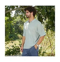 Campus Sutra Men's Sage Green Bohomian Oversized Polo T-Shirt