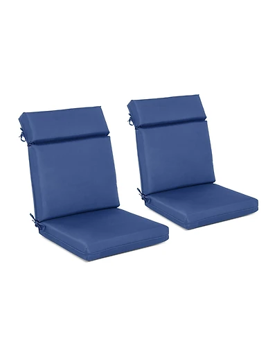 Aoodor 2Pcs Outdoor High Back Dining Chair Cushion Set, Fade and Water Resistant Polyester Fabric Cover with Ties Zipper, 20'' × 37''