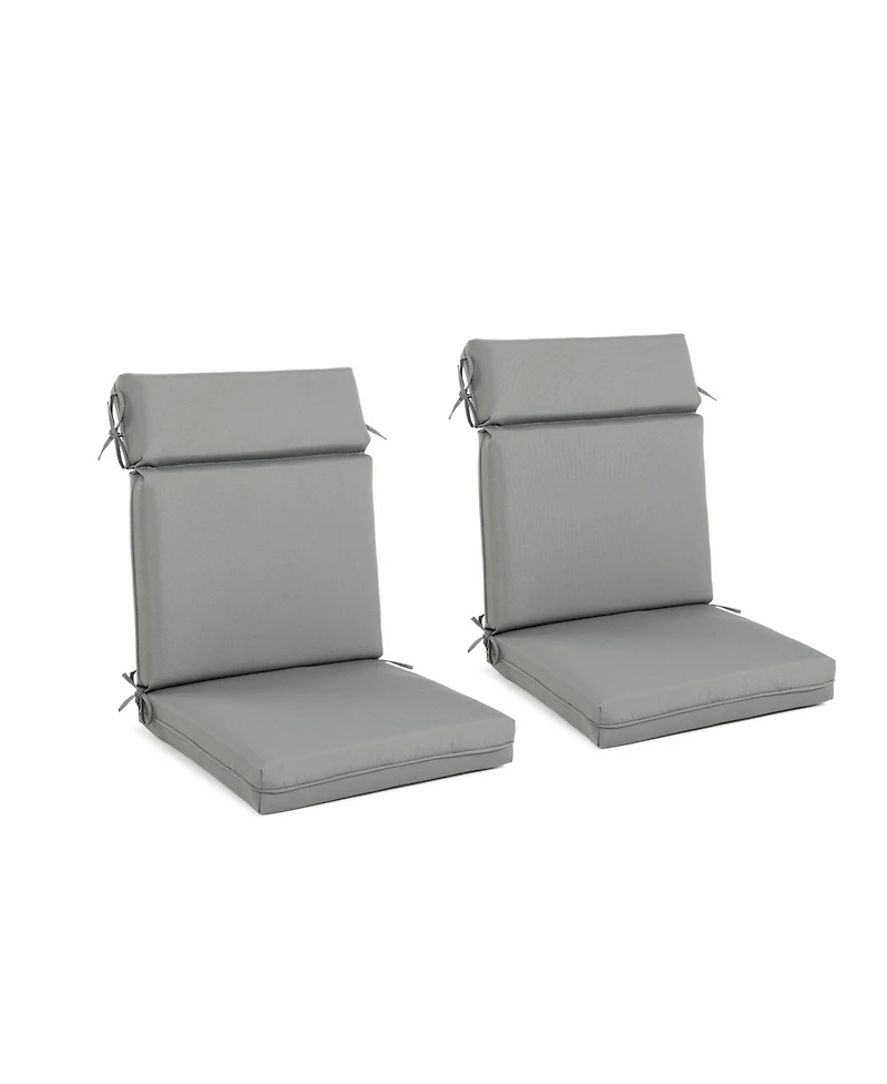 Aoodor 2Pcs Outdoor High Back Dining Chair Cushion Set, Fade and Water Resistant Polyester Fabric Cover with Ties and Zipper, 20'' × 37''