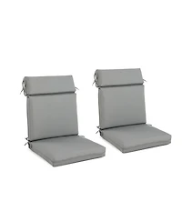 Aoodor 2Pcs Outdoor High Back Dining Chair Cushion Set, Fade and Water Resistant Polyester Fabric Cover with Ties and Zipper, 20'' × 37''