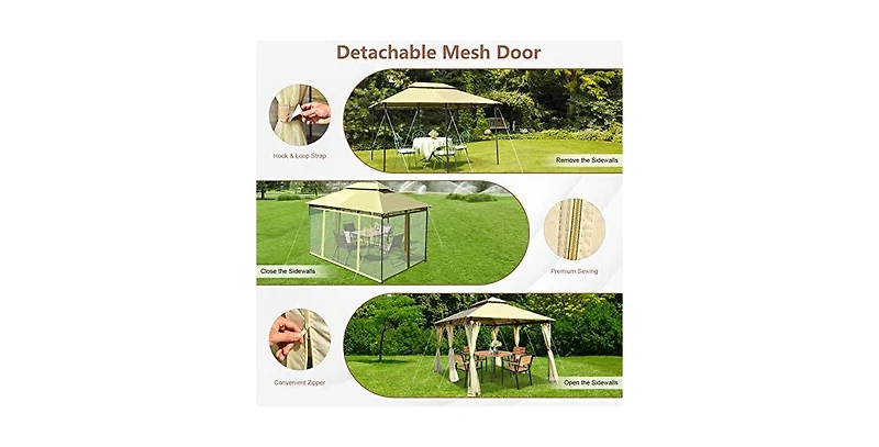10 Feet x 13 Feet Tent Canopy Shelter with Removable Netting Sidewall