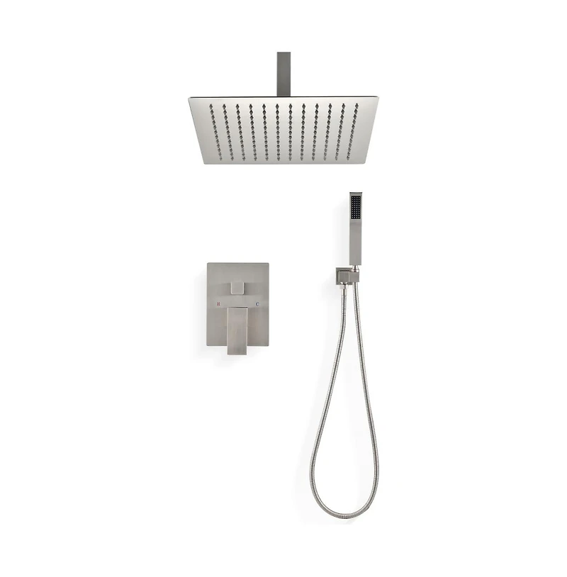 Rainsken Ceiling Mounted Shower System Combo Set with Handheld and 10"Shower head