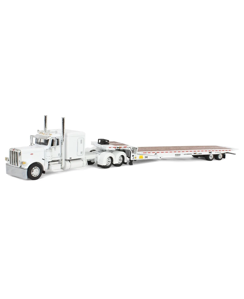 1/64 White Peterbilt 389 w/ Landoll 440B-50CA Traveling Axle Trailer Dcp