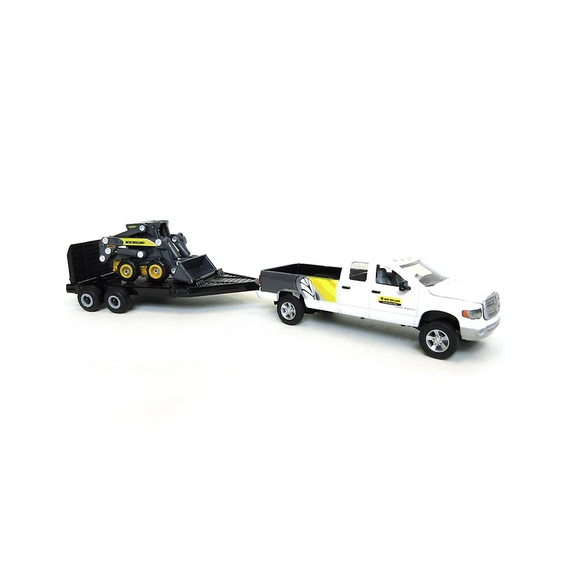 Ertl 1/64th Dodge Pickup with Trailer and New Holland L170 Skid Steer