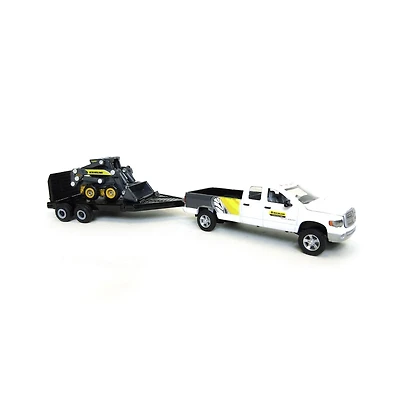 Ertl 1/64th Dodge Pickup with Trailer and New Holland L170 Skid Steer