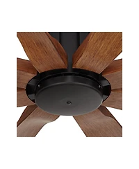 60" Possini Euro Design Defender Modern Industrial Indoor Outdoor Ceiling Fan Remote Control Matte Black Koa Damp Rated for Patio