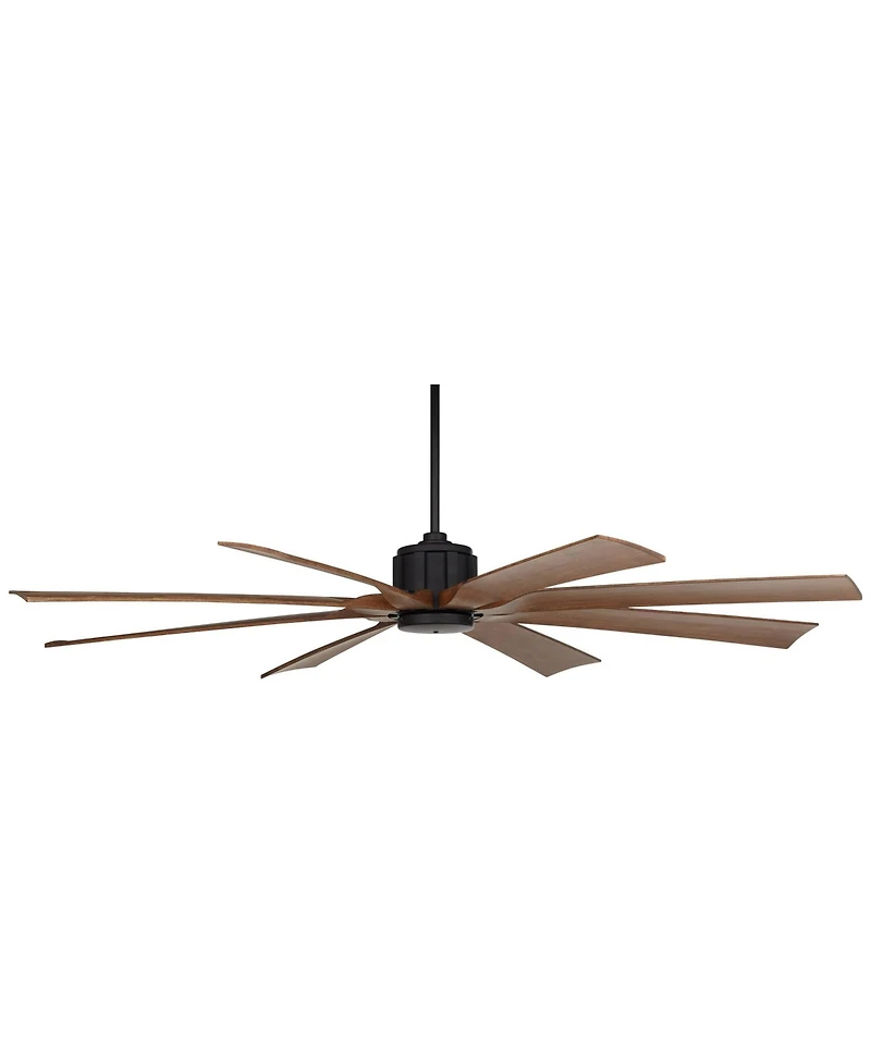 70" Possini Euro Design Defender Modern Industrial Indoor Outdoor Ceiling Fan Remote Control Matte Black Koa Damp Rated for Patio