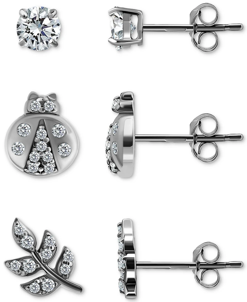 Giani Bernini 3-Pc. Set Cubic Zirconia Stud Earrings 18k Yellow Gold over Sterling Silver (also Silver), Exclusively at Macy's