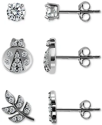 Giani Bernini 3-Pc. Set Cubic Zirconia Stud Earrings 18k Yellow Gold over Sterling Silver (also Silver), Exclusively at Macy's