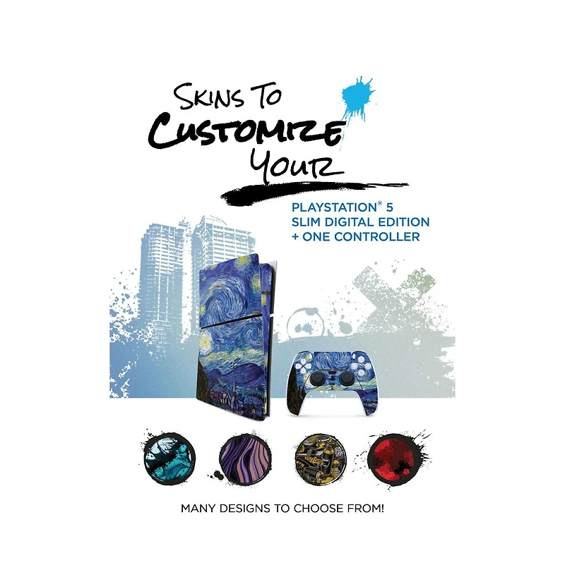 Sony PlayStation 5 Slim Digital Bundle with Disc Drive, Extra Controller and MightySkins Code - Chroma Indigo