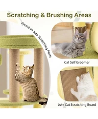 Freestanding Multi-level Avocado Cat Tower with Private Condo-Green