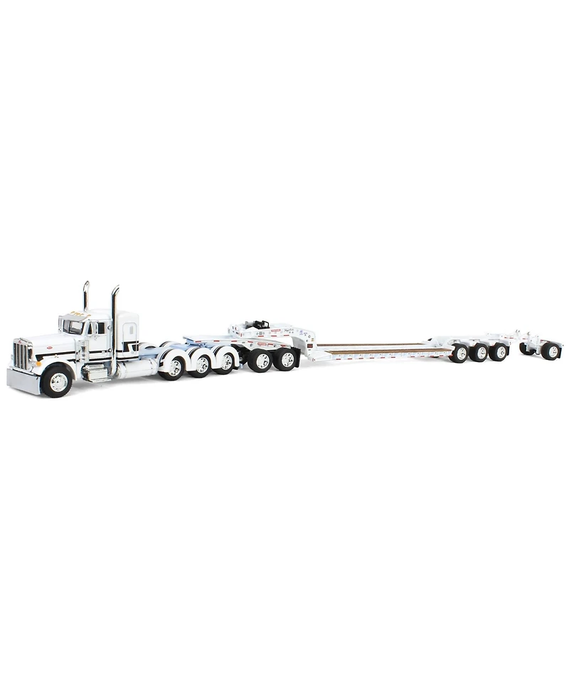 First Gear Dcp 1/64 Peterbilt 379 Tri-Axle Flat Top with Fontaine Magnitude Tri-Axle Lowboy Trailer with Booster & Stinger 60