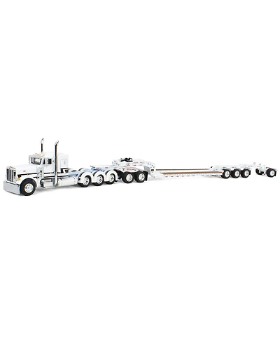 First Gear Dcp 1/64 Peterbilt 379 Tri-Axle Flat Top with Fontaine Magnitude Tri-Axle Lowboy Trailer with Booster & Stinger 60