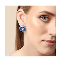 Sohi Women's Blue Enamel Flower Stud Earrings