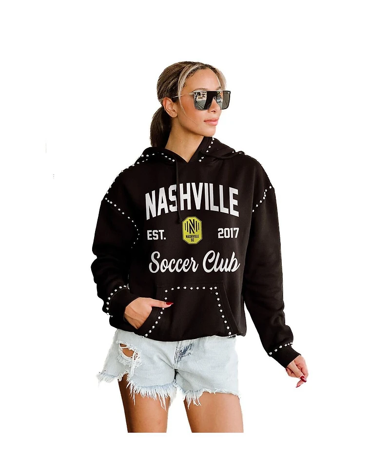 Gameday Couture Women's Black Nashville Sc Catch the Vibe Studded Pullover Hoodie