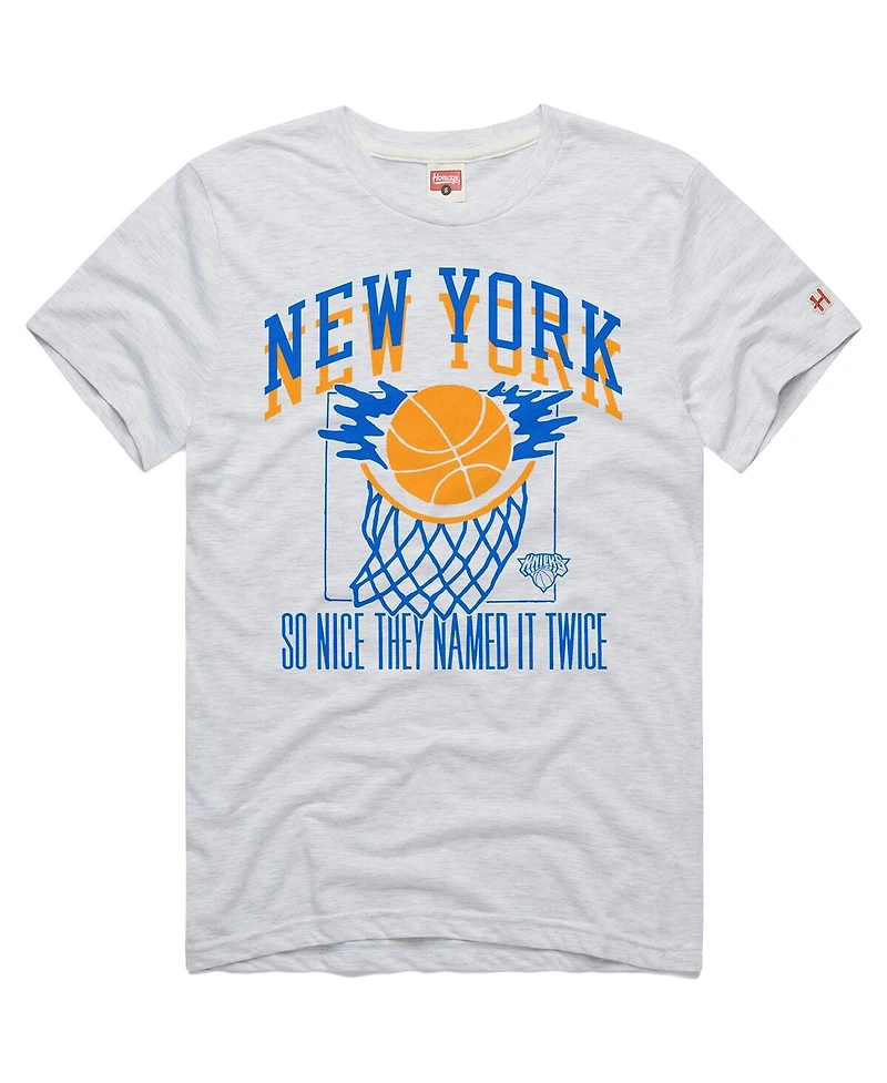 Homage Men's and Women's Ash New York Knicks Hometown Edition Tri-Blend T-Shirt