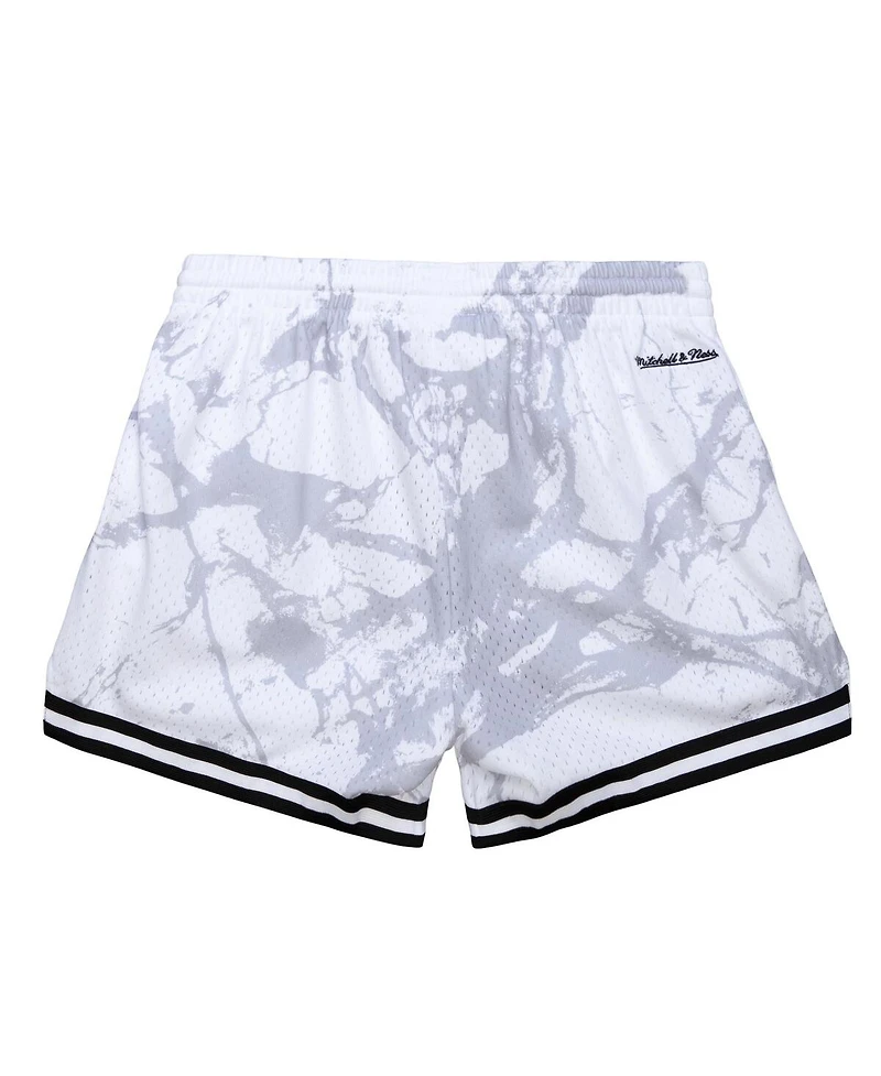 Mitchell & Ness Women's White Philadelphia 76ers Hardwood Classics Marble Shorts