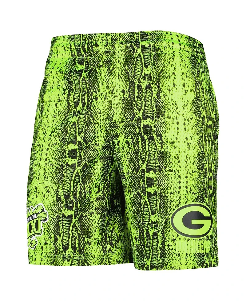 New Era Men's Neon Green Bay Packers Summer Pop Shorts