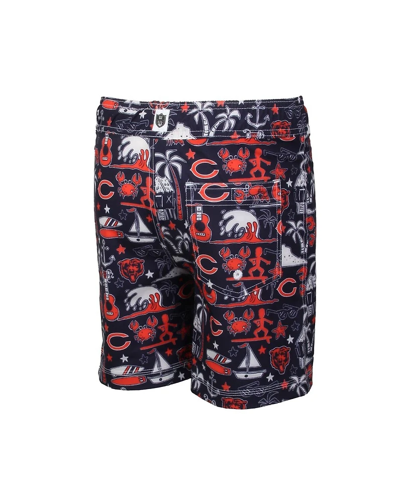 Wes & Willy Big Boys and Girls Navy Chicago Bears Luau Swim Trunks