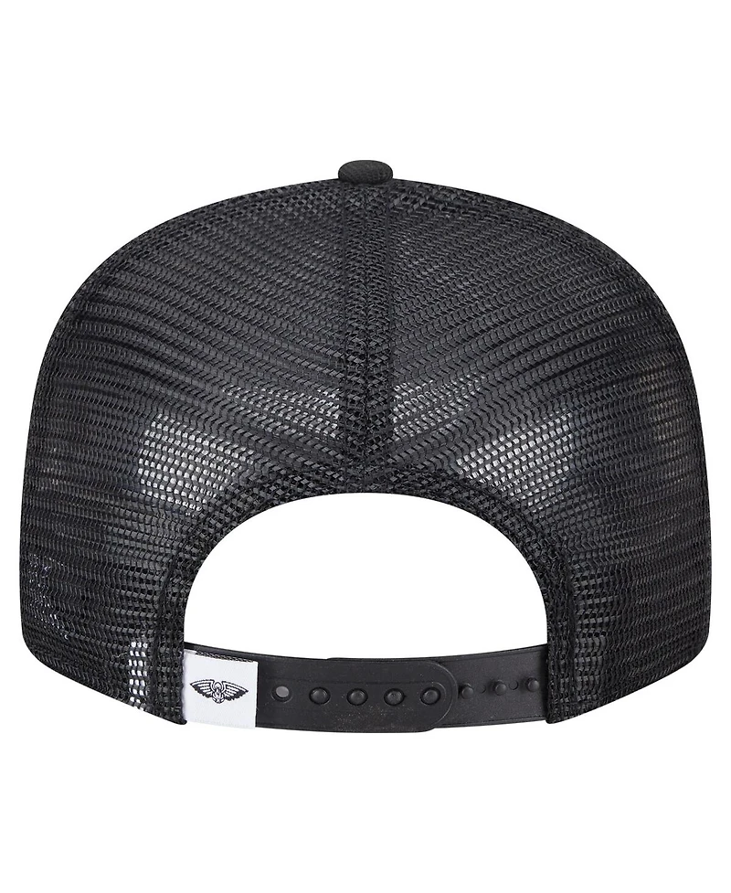 New Era Men's Black New Orleans Pelicans 9FIFTY Snapback Trucker Hat